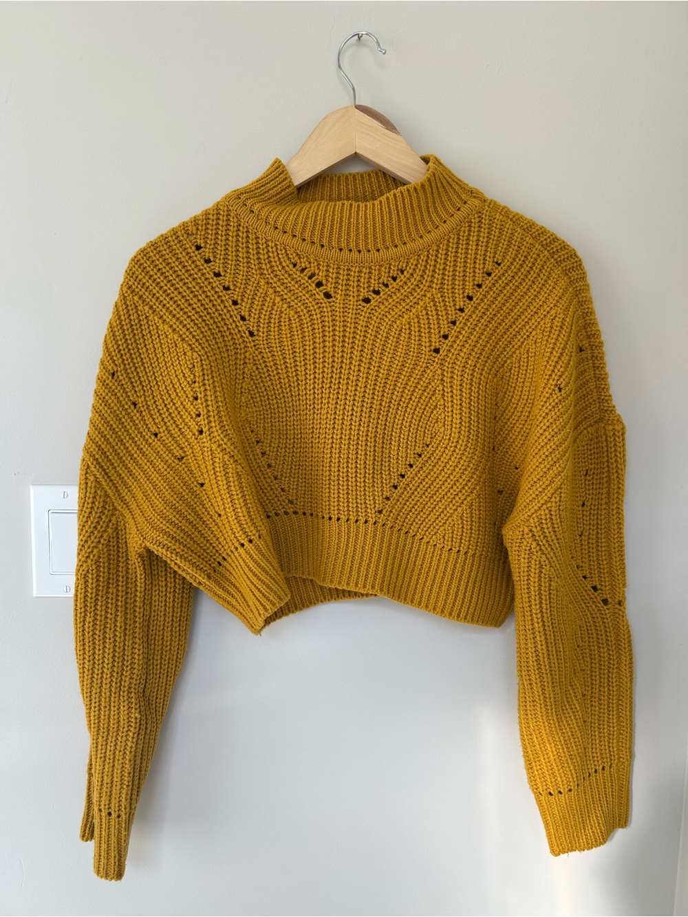 Cloth. By RD Mustard Yellow Cropped Knit Sweater - Women